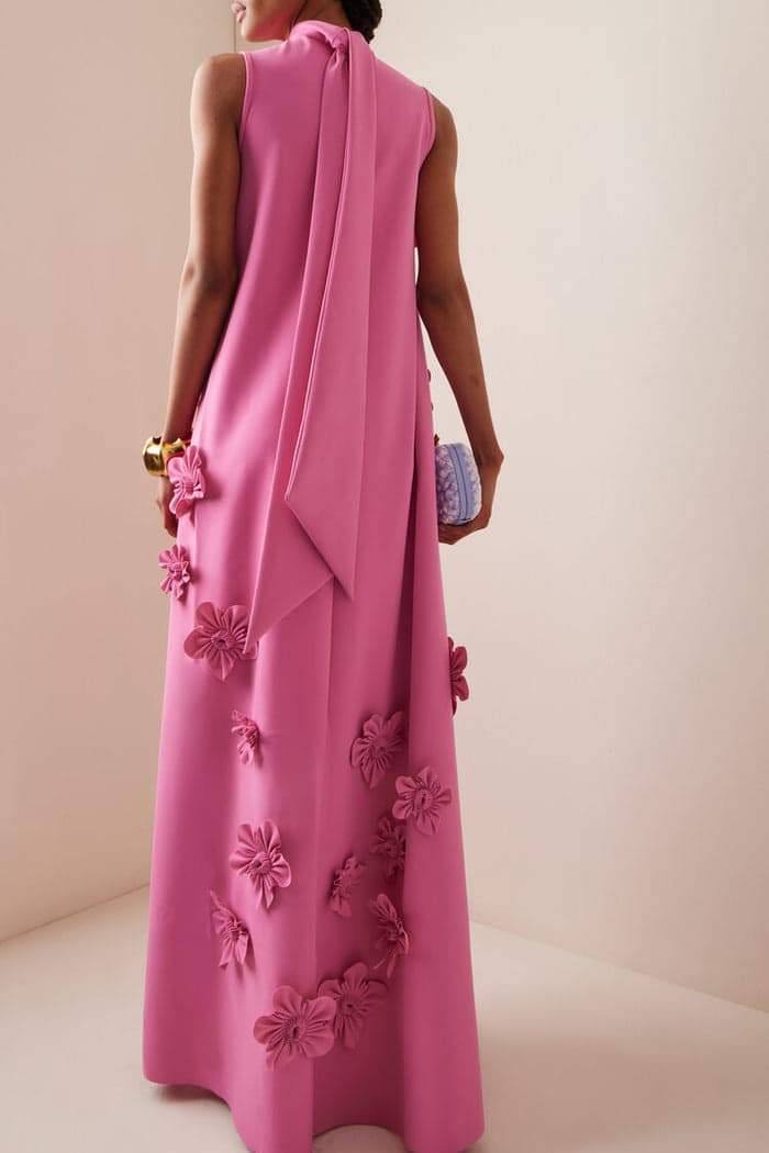 Dames Elegante Bloemenapplicatie Avondjurk | Maxi