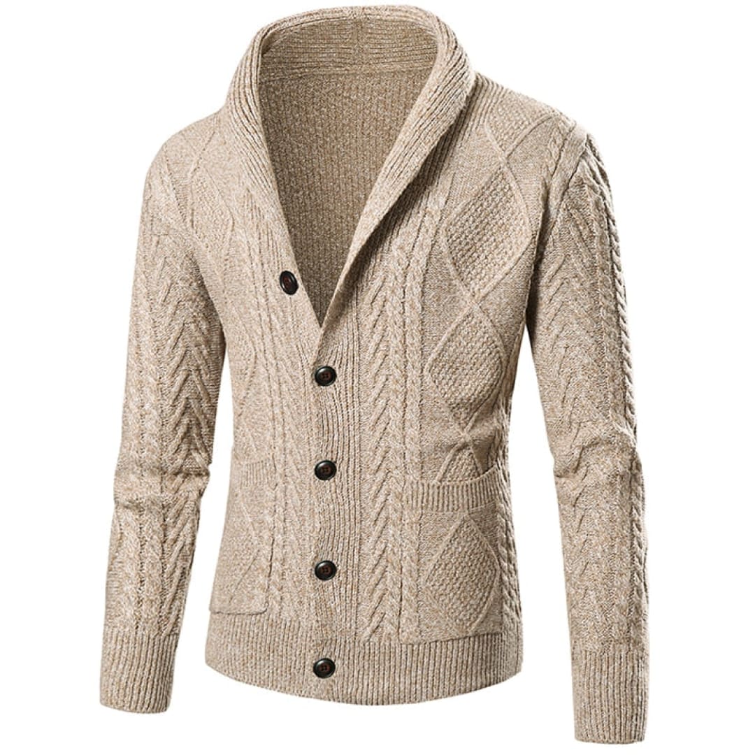 Heren Klassieke Herfst Strickjacke | Sjaalkraag, Lang