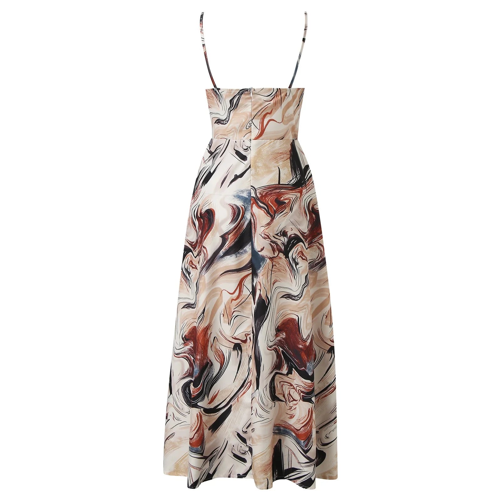Abito estivo elegante da donna con effetto marmo e spacco alto | Maxi