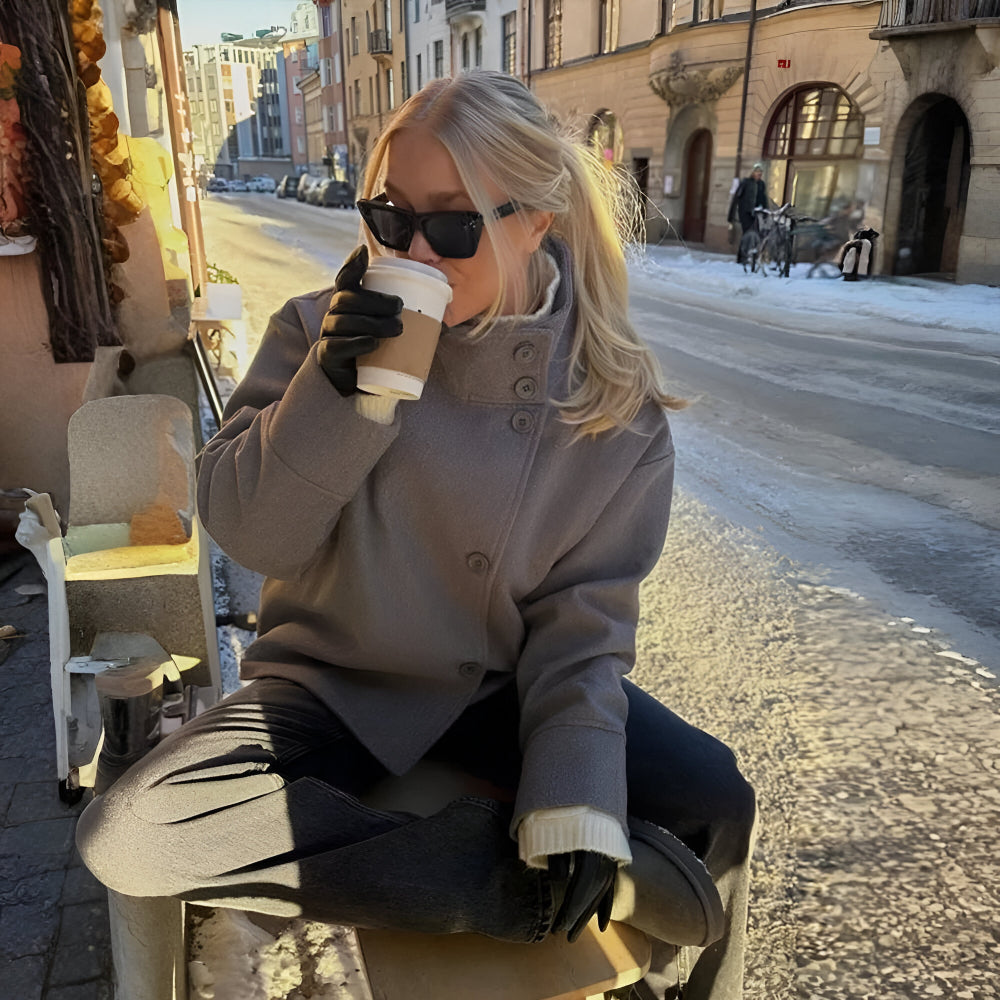 Dames Oversized Korte Blazer – Casual Winter Jasje