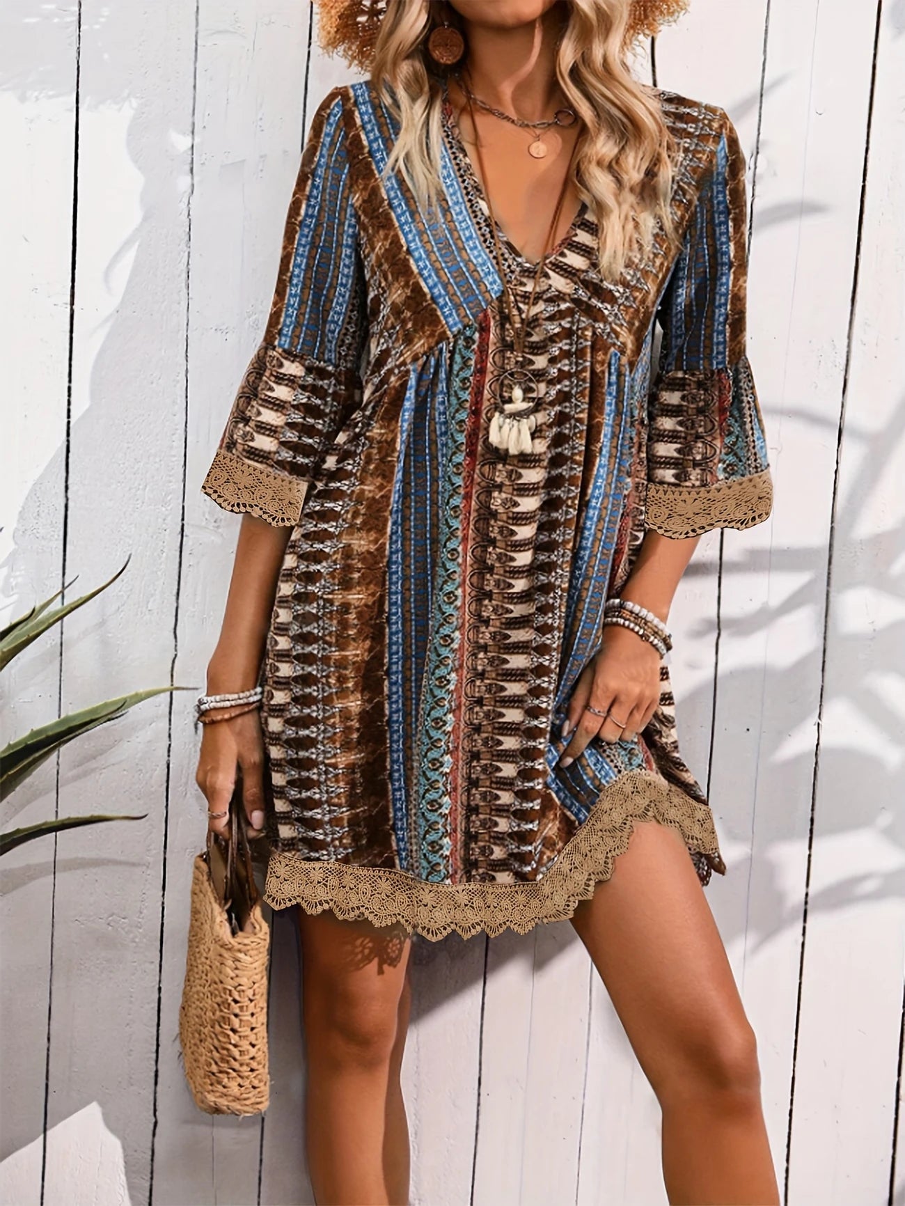 Dames Vintage bedrukte zomerjurk | Mini