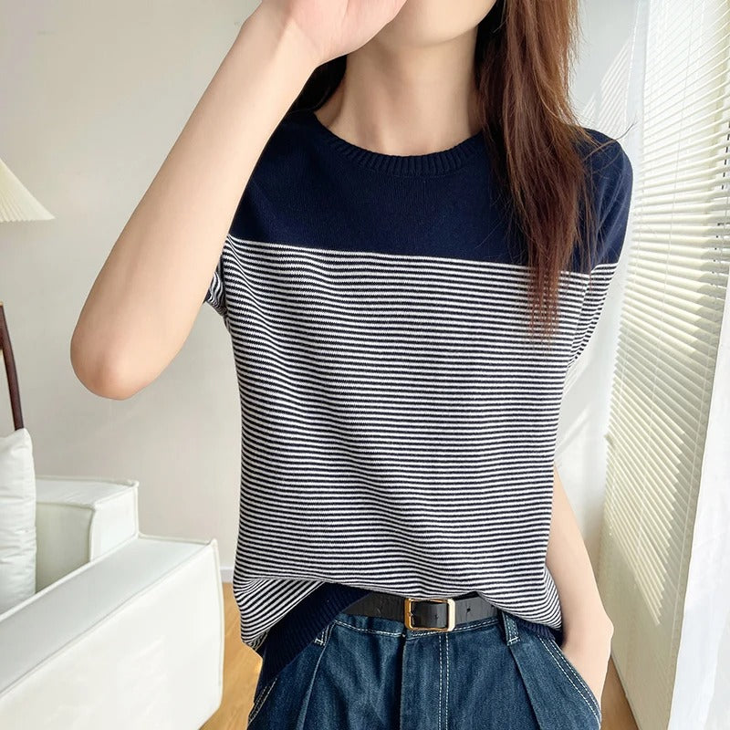 Dames Zomer T-shirt | Kurzarm, Gestreept