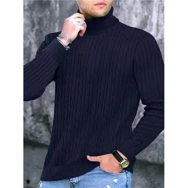 Heren Fijngebreide Pullover | Warme Rollkraagstijl