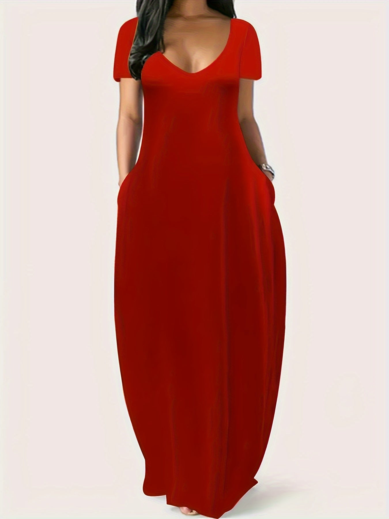 Abito estivo elegante da donna con scollo a V e leggero | Maxi