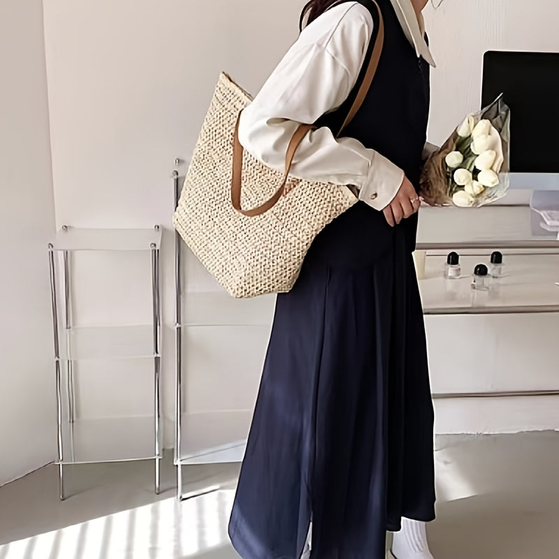 Dames Designer Zomer Strandtas | Groot, Met Leren Hengsels