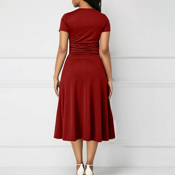 Abito avvolgente elegante da donna con cintura | Midi