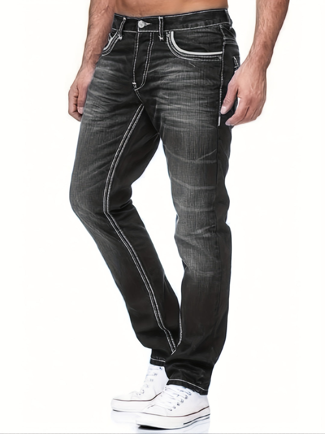 Heren Jeans Broek | Contrasterende Stiksels
