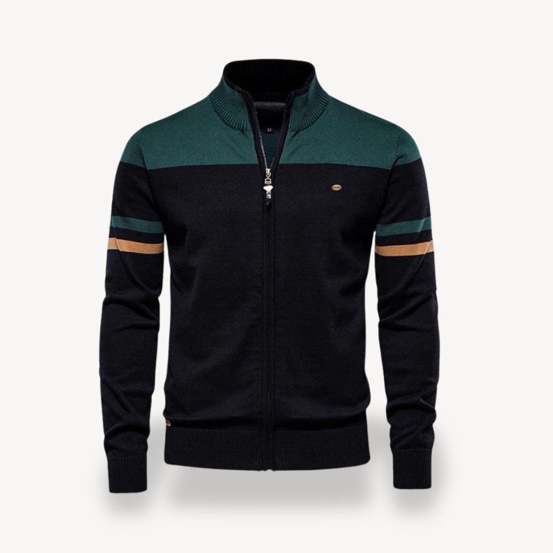 Heren Fijngebreide Herfst Pullover | Ritssluiting, Opstaande Kraag