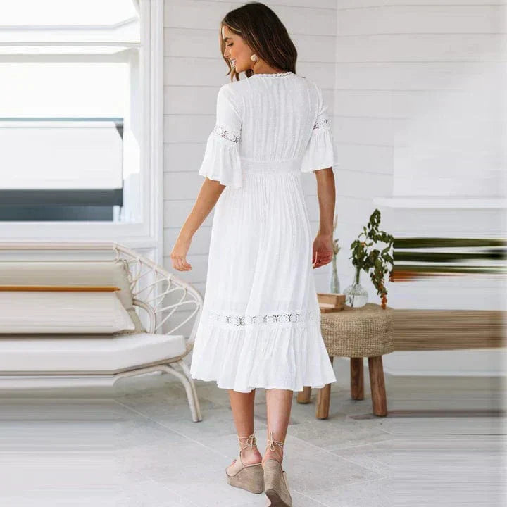 Dames Elegante Kantdetails Zomerjurk | Midi