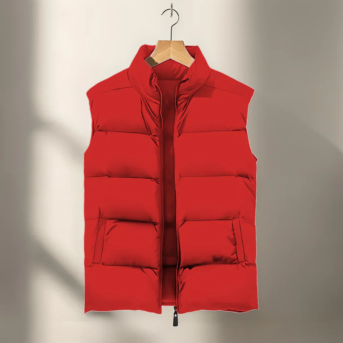 Heren Gewatteerde Winter Weste | Zwart, Ritssluiting