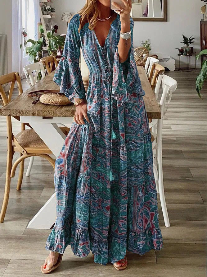 Abito estivo arioso da donna con stampa boho | Maxi