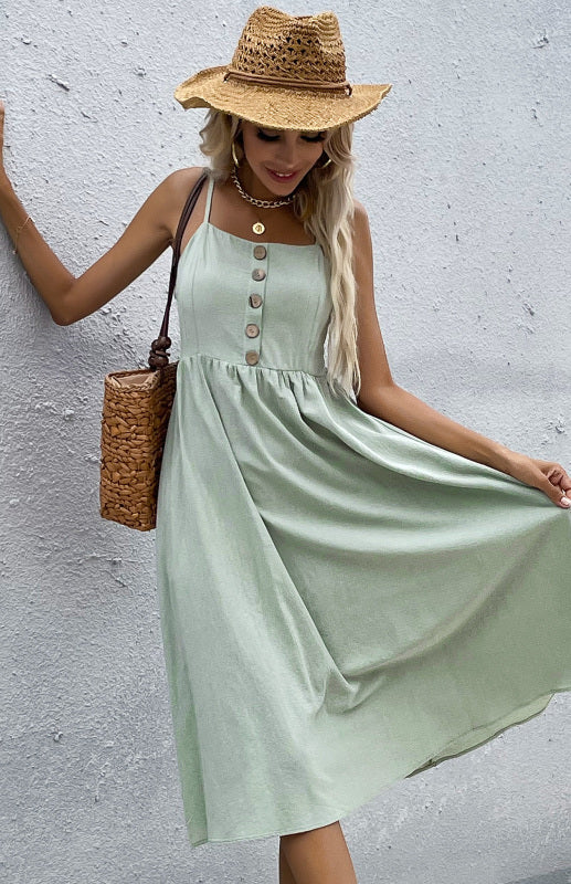 Abito midi elegante da donna | Estate & bottoni
