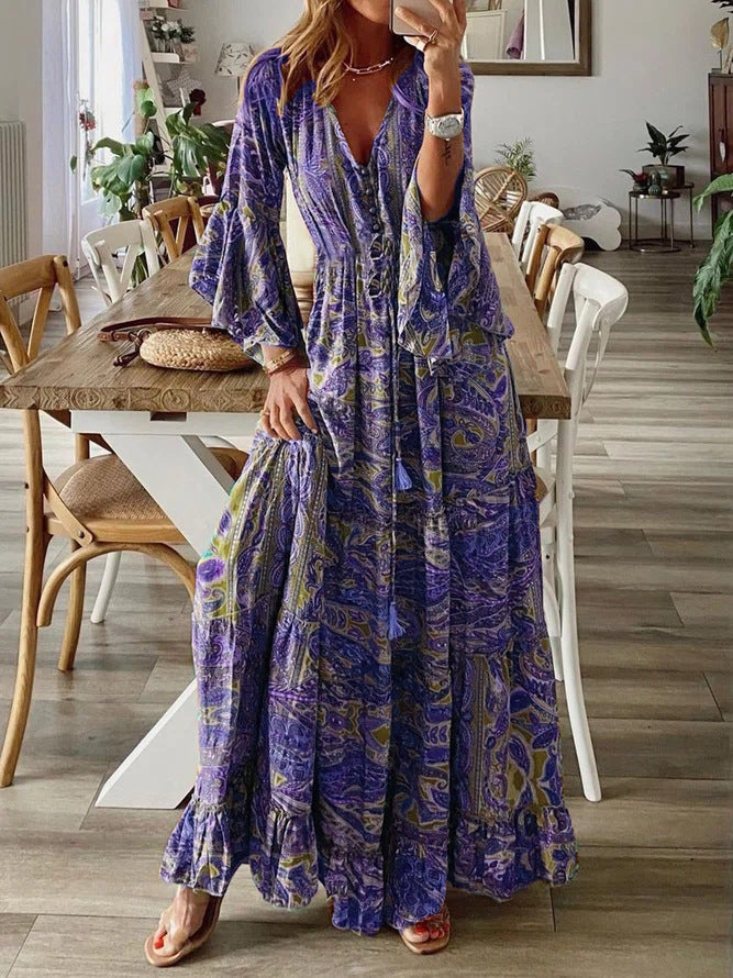 Abito estivo arioso da donna con stampa boho | Maxi