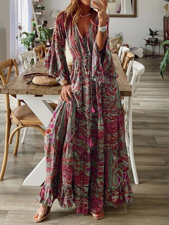 Abito estivo arioso da donna con stampa boho | Maxi