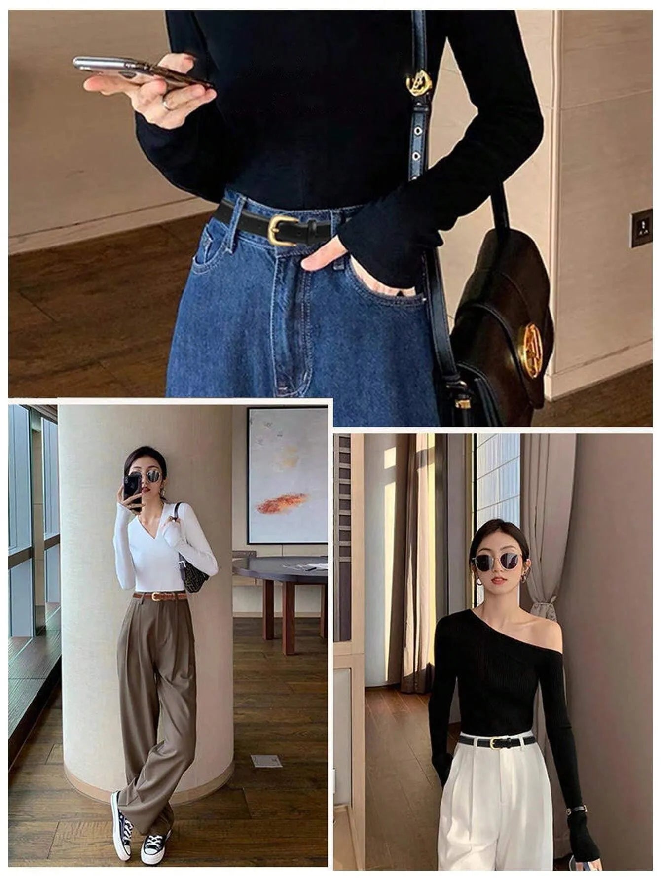 Dames Zwarte Zomer Riem | Smal, Met Goudkleurige Gesp