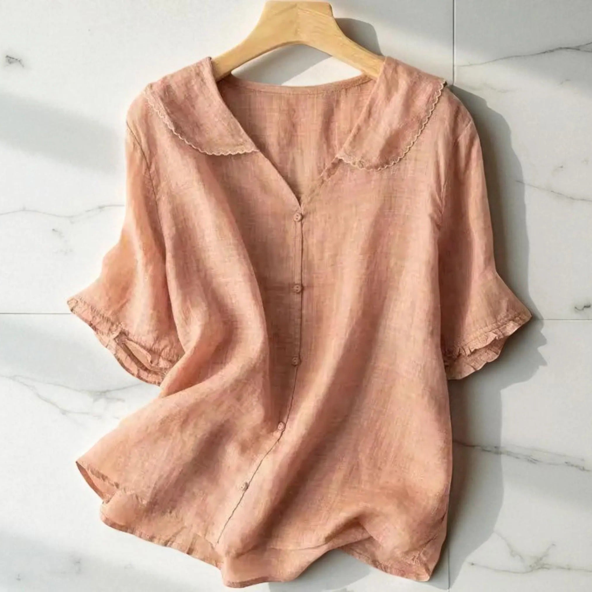 Dames elegante linnen blouse | zomerse top luchtig
