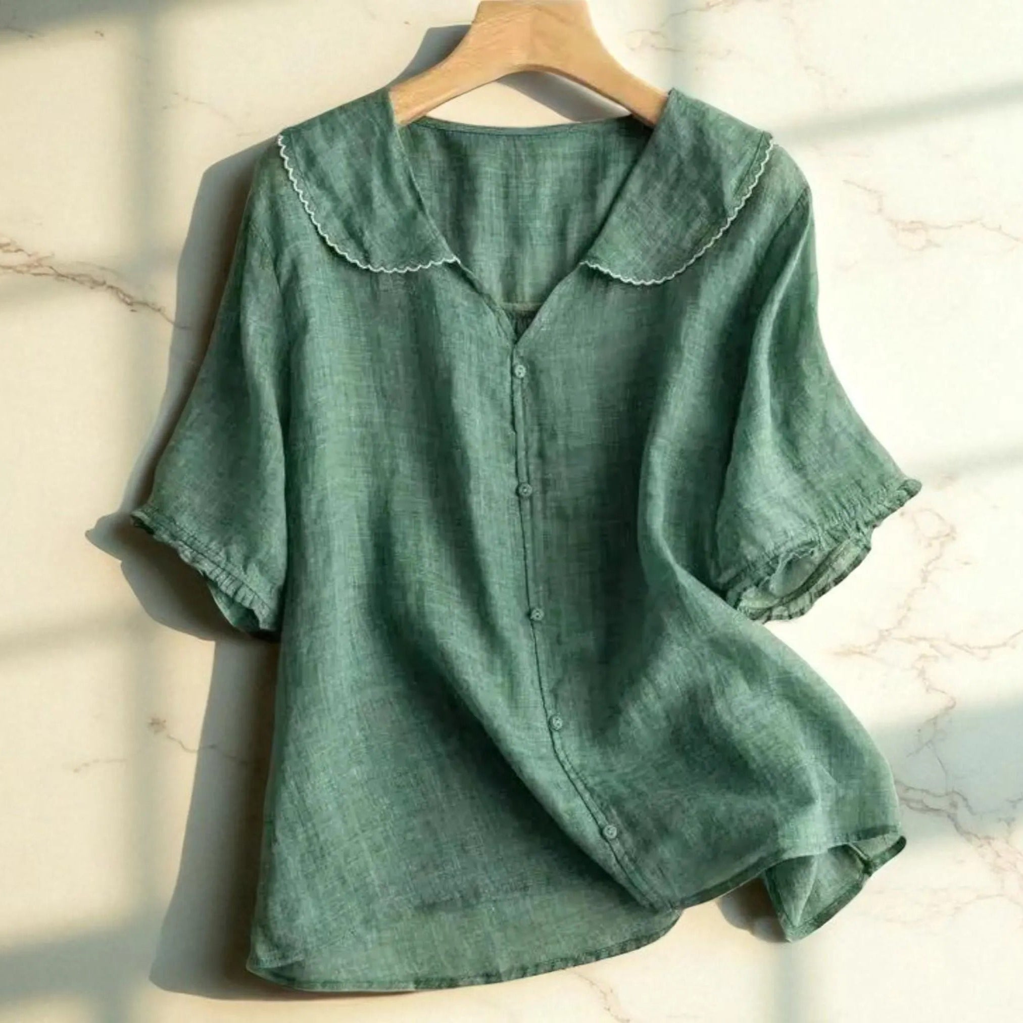 Dames elegante linnen blouse | zomerse top luchtig