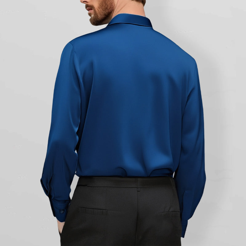 Heren Lange Mouw Stretch Overhemd | Slim Fit Opstaande Kraag