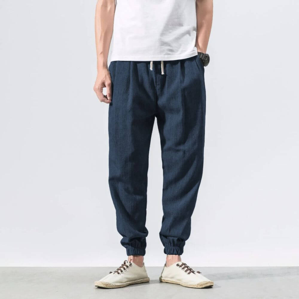 Pantaloni Estivi Comodi da Uomo in Lino | Vestibilità Larga con Coulisse