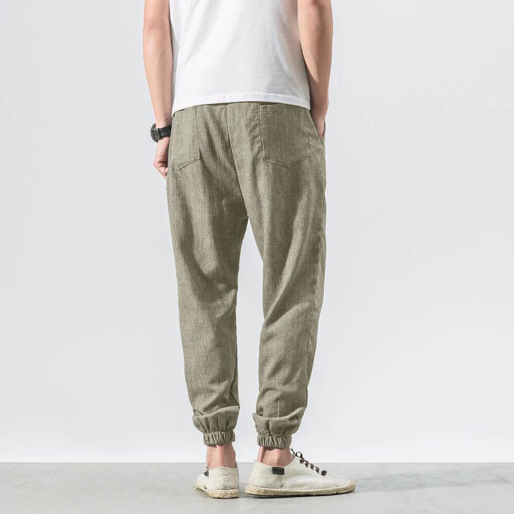 Pantaloni Estivi Comodi da Uomo in Lino | Vestibilità Larga con Coulisse