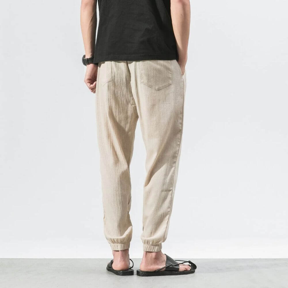 Pantaloni Estivi Comodi da Uomo in Lino | Vestibilità Larga con Coulisse