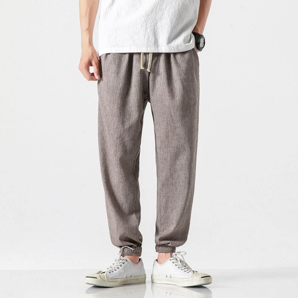 Pantaloni Estivi Comodi da Uomo in Lino | Vestibilità Larga con Coulisse