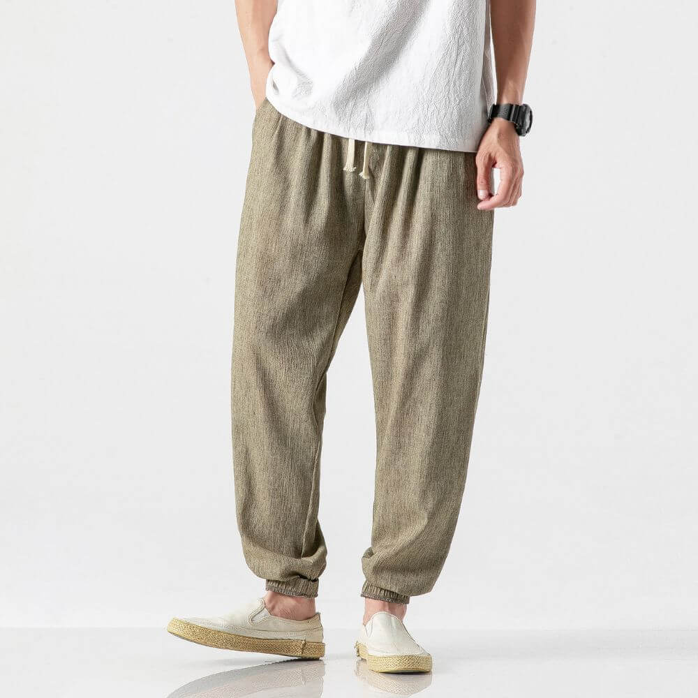 Pantaloni Estivi Comodi da Uomo in Lino | Vestibilità Larga con Coulisse