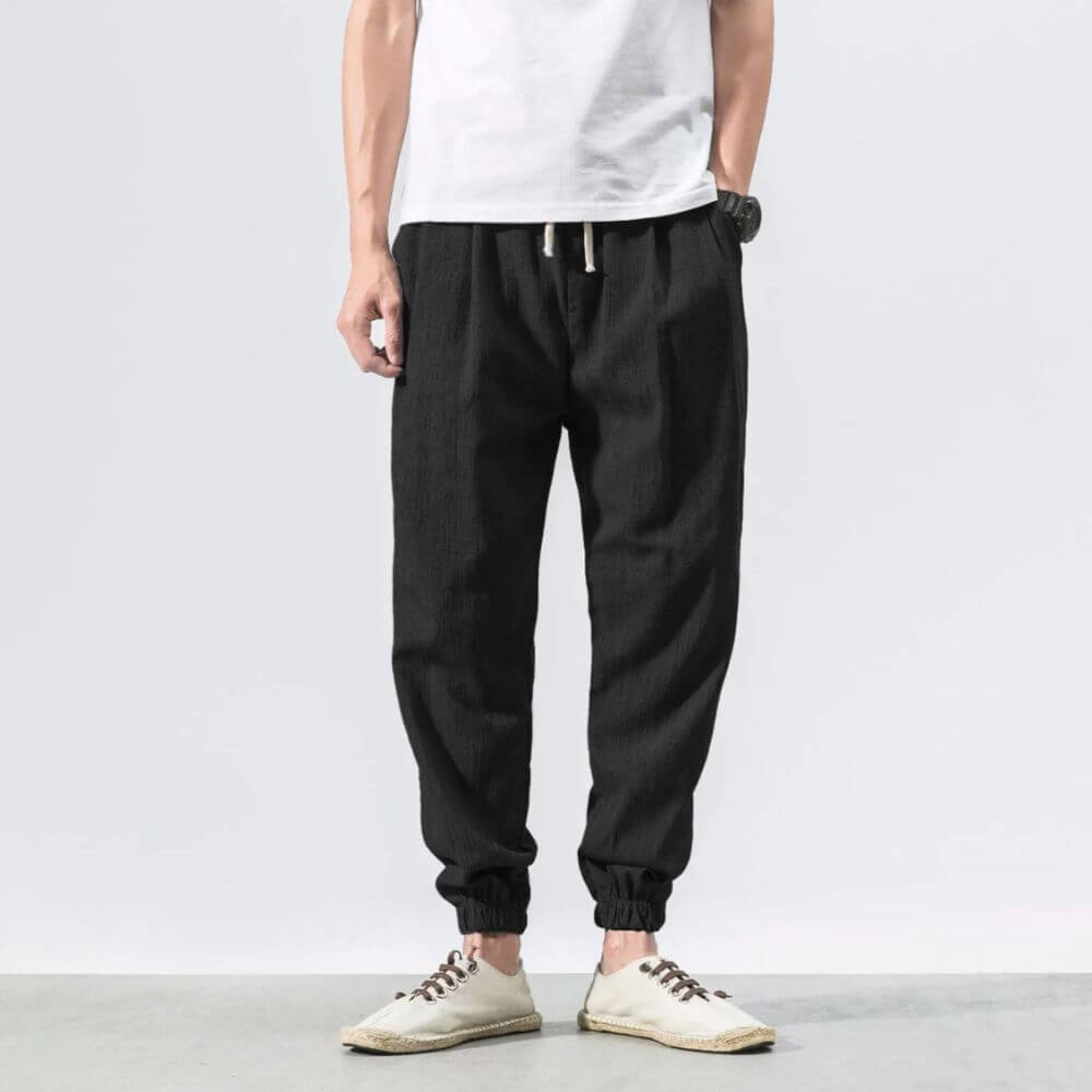 Pantaloni Estivi Comodi da Uomo in Lino | Vestibilità Larga con Coulisse
