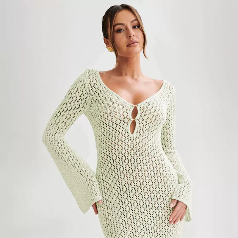 Abito estivo da donna in maglia con tessuto traforato | Maxi