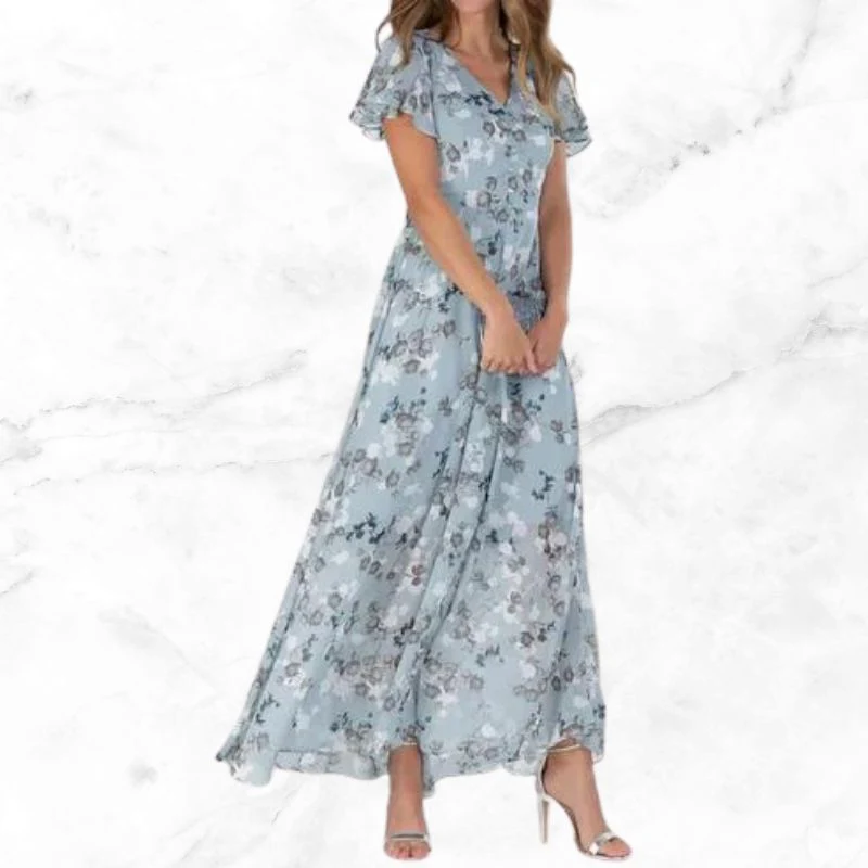 Sophia | Dames Elegante Bloemen Zomerjurk | Maxi