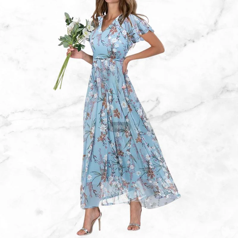 Sophia | Dames Elegante Bloemen Zomerjurk | Maxi