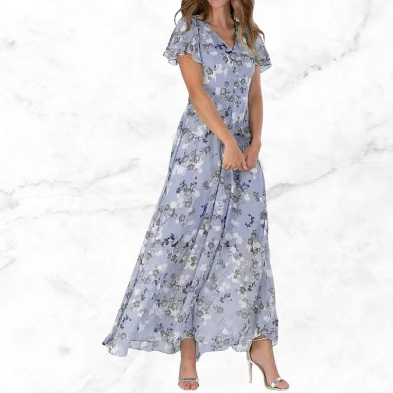 Sophia | Dames Elegante Bloemen Zomerjurk | Maxi