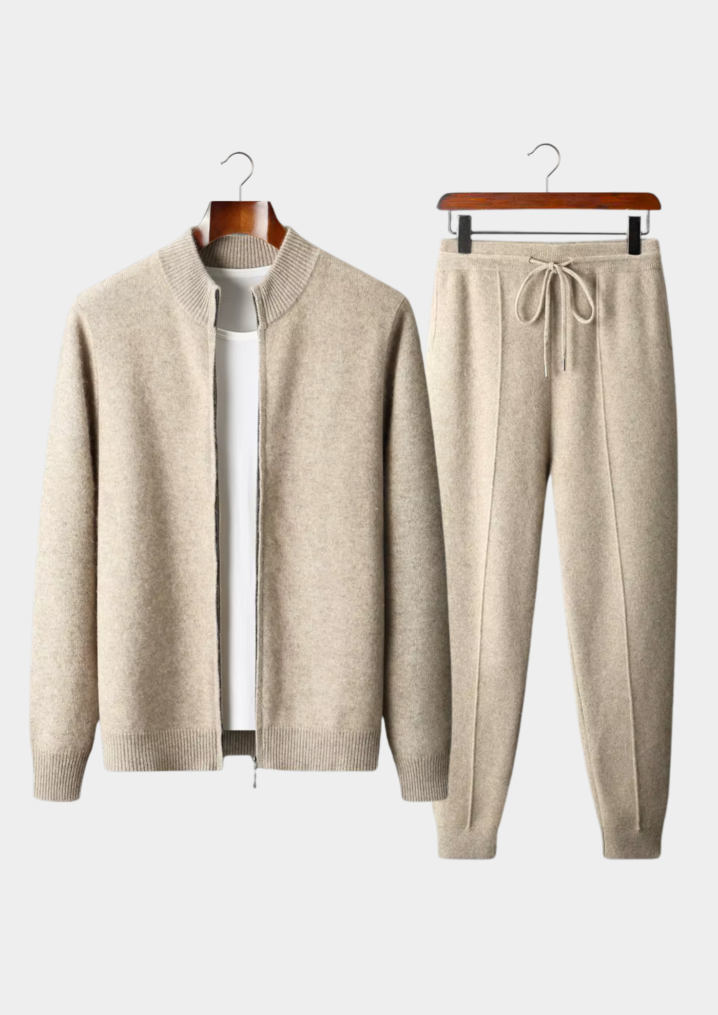 Heren Gebreide Loungewear Set met Ritssluiting | Zacht, Comfortabel
