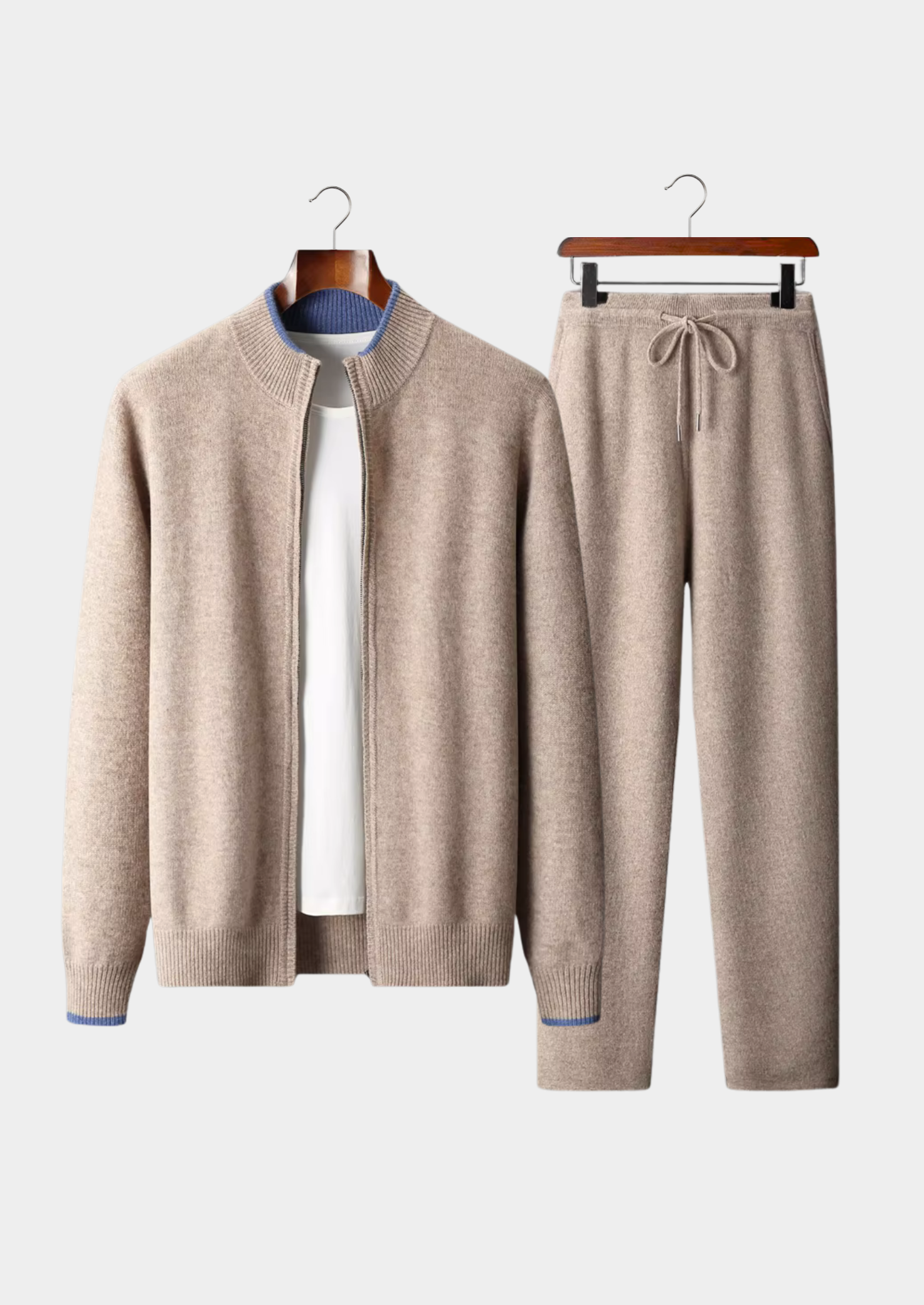 Heren Luxe Gebreide Loungewear Set met Ritssluiting | Warm, Comfortabel