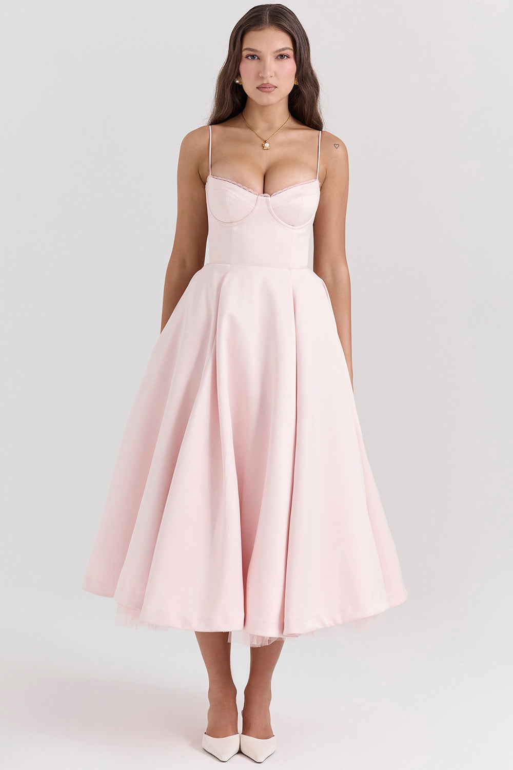 Dames Vintage Satijnen Avondjurk | Midi