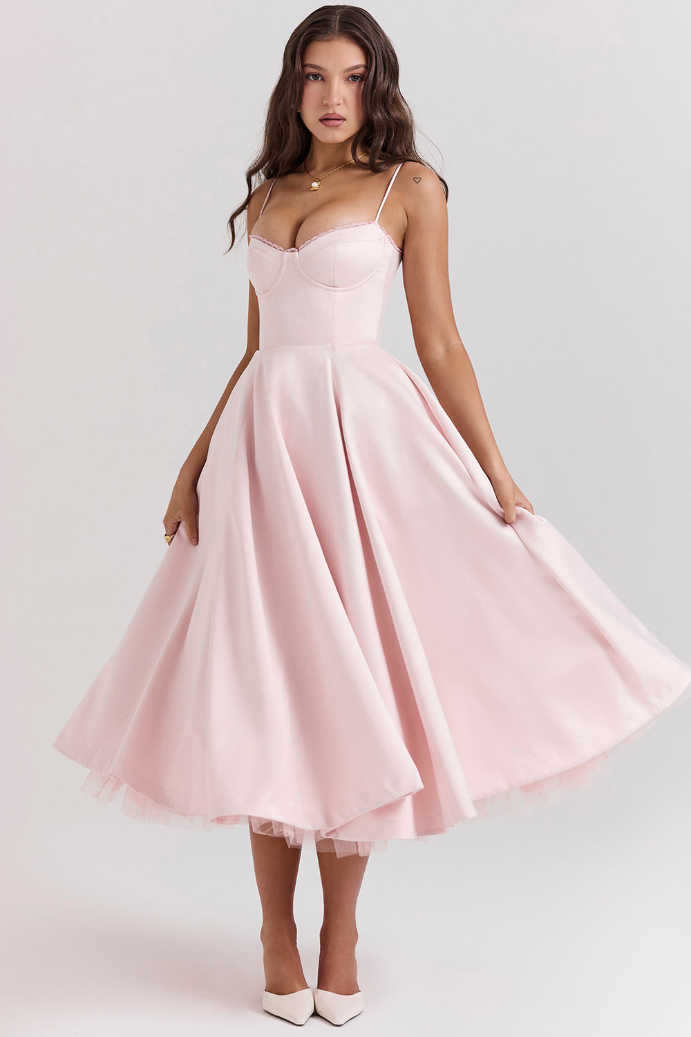 Dames Vintage Satijnen Avondjurk | Midi