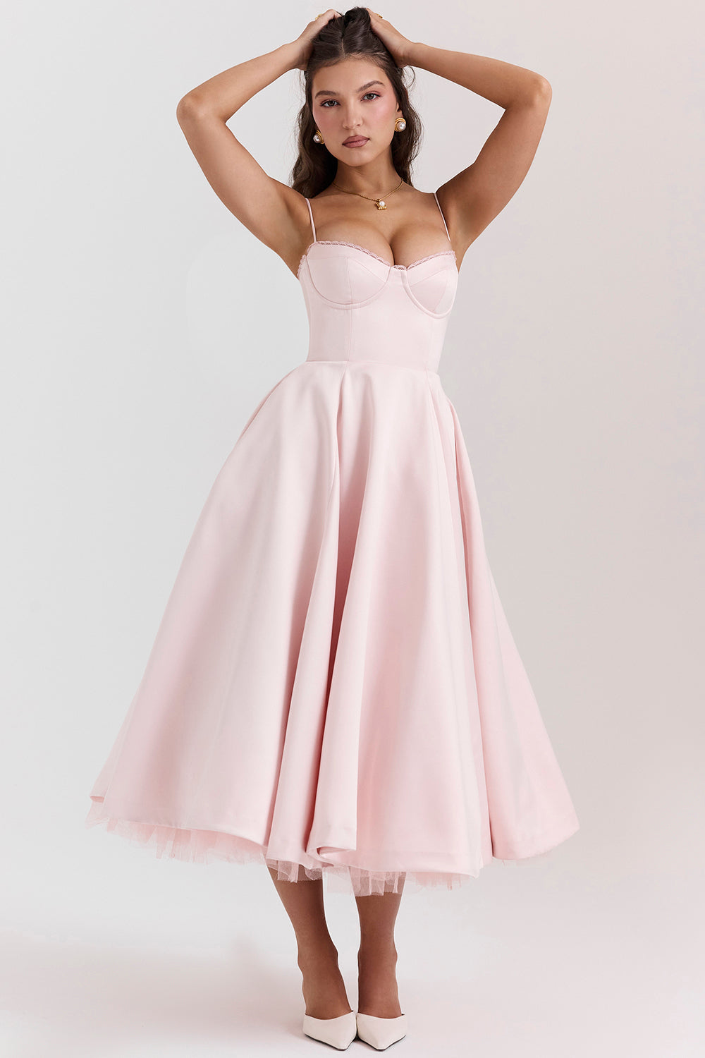 Dames Vintage Satijnen Avondjurk | Midi