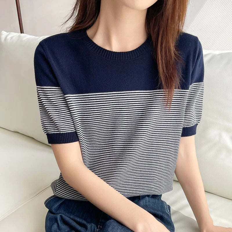 Dames Zomer T-shirt | Kurzarm, Gestreept