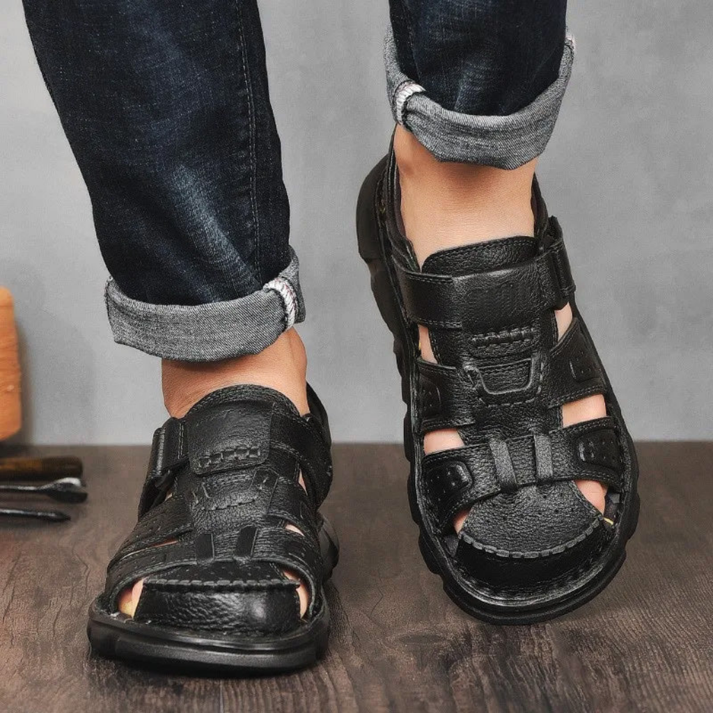 Heren Zomerse Leren Sandalen | Gesloten Teen, Verstelbaar