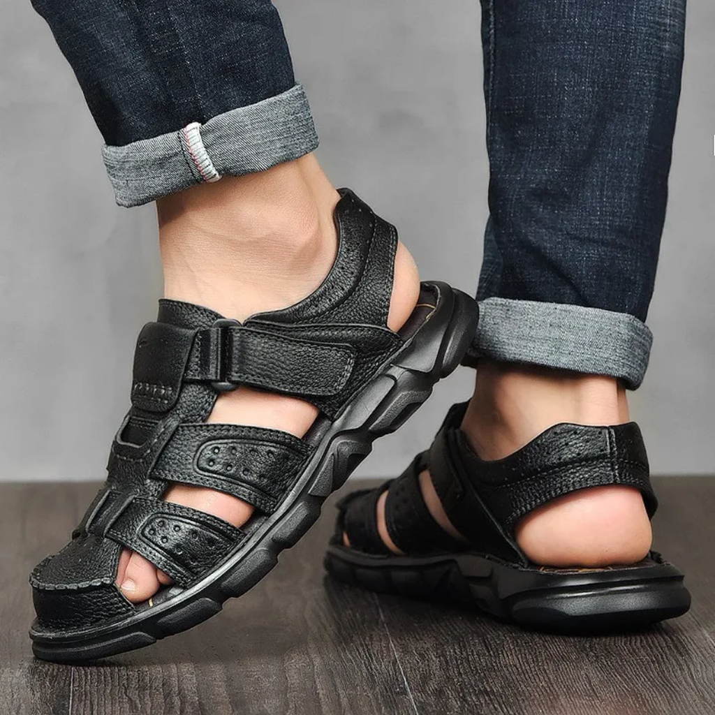 Heren Zomerse Leren Sandalen | Gesloten Teen, Verstelbaar