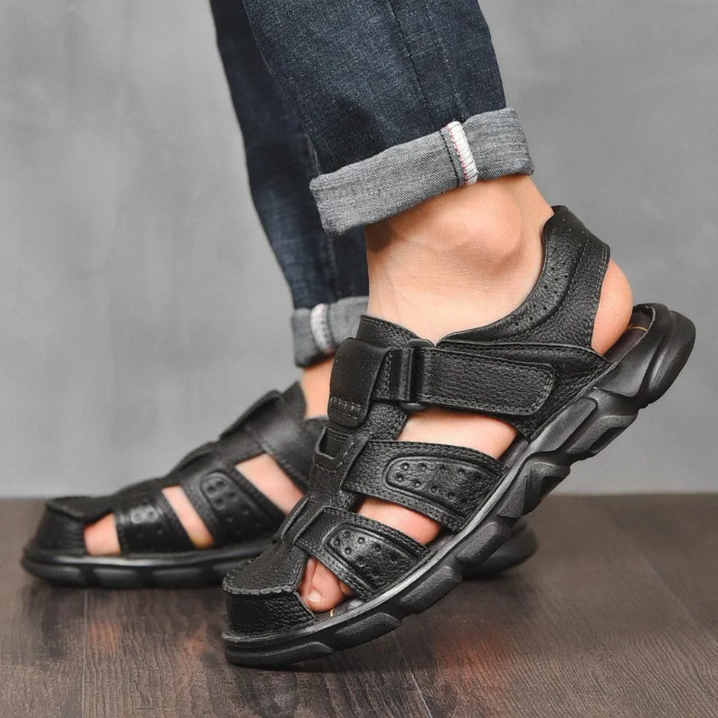 Heren Zomerse Leren Sandalen | Gesloten Teen, Verstelbaar