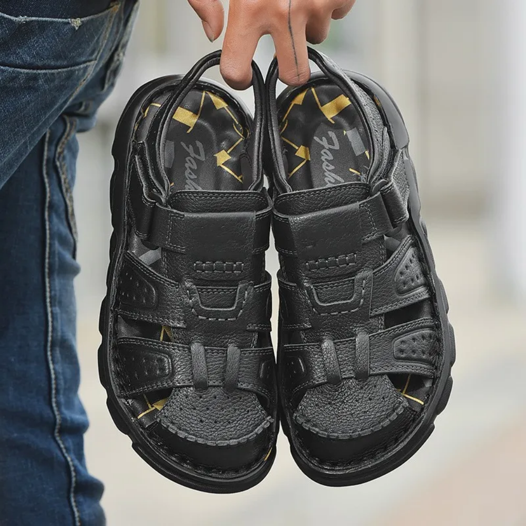 Heren Zomerse Leren Sandalen | Gesloten Teen, Verstelbaar