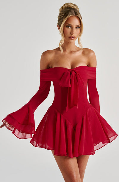 Dames Sexy Schoudervrije Cocktailjurk | Mini
