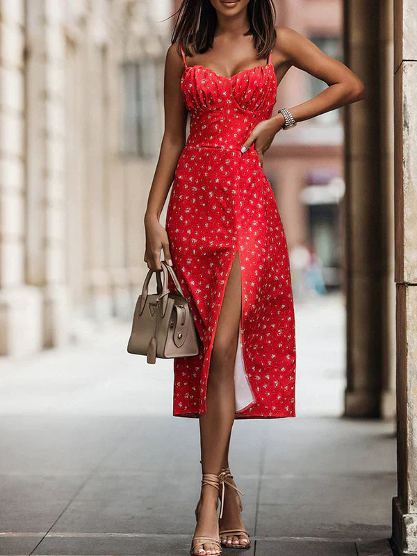 Dames Charmante Bloemenprint Zomerjurk | Midi