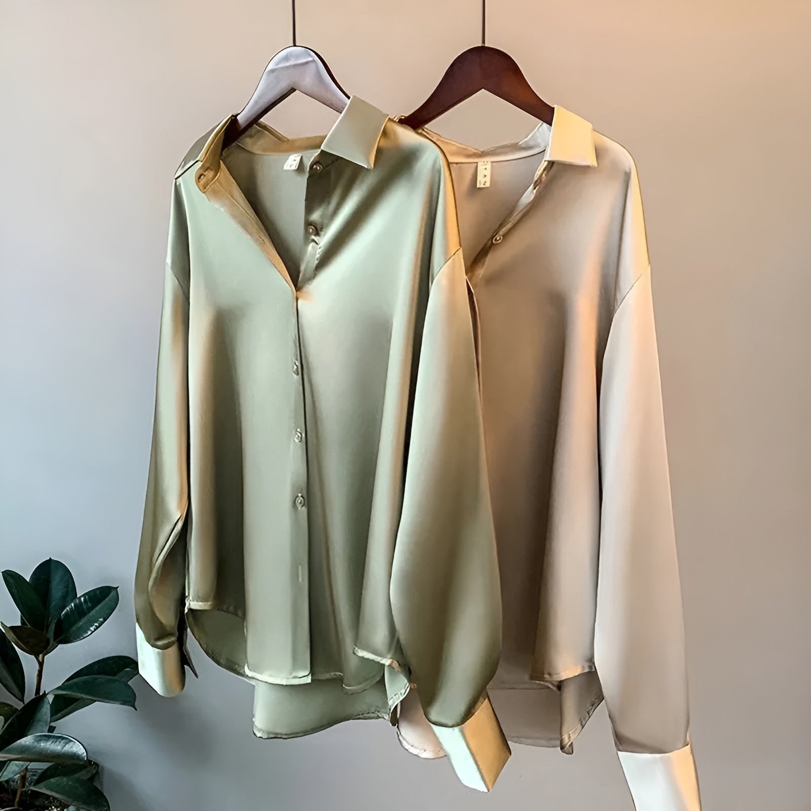 Dames Satijnen Blouse | Elegant en Langarm