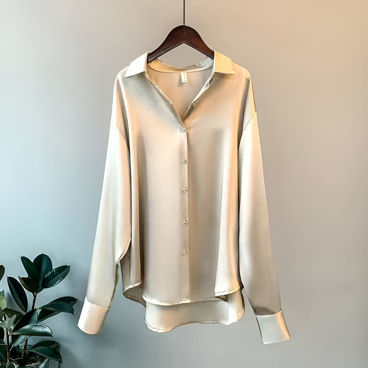 Dames Satijnen Blouse | Elegant en Langarm