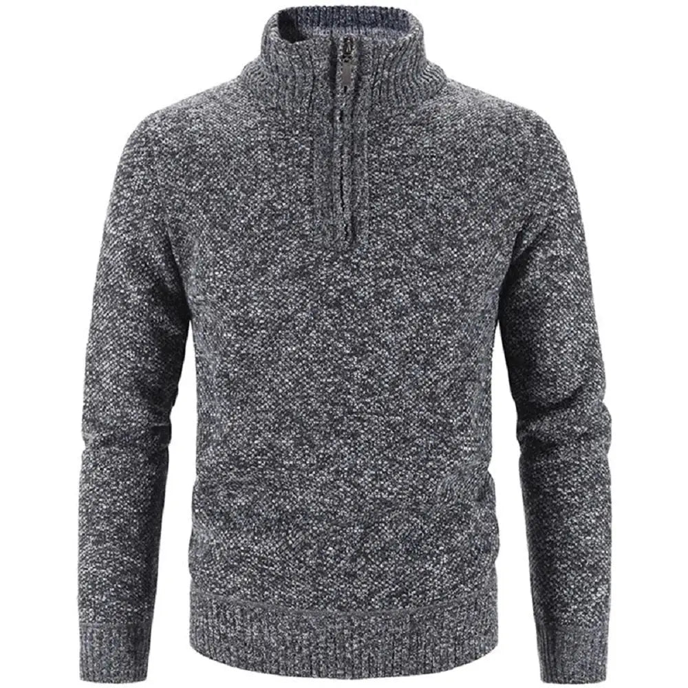 Heren Gebreide Pullover | Korte Rits en Warme Stijl