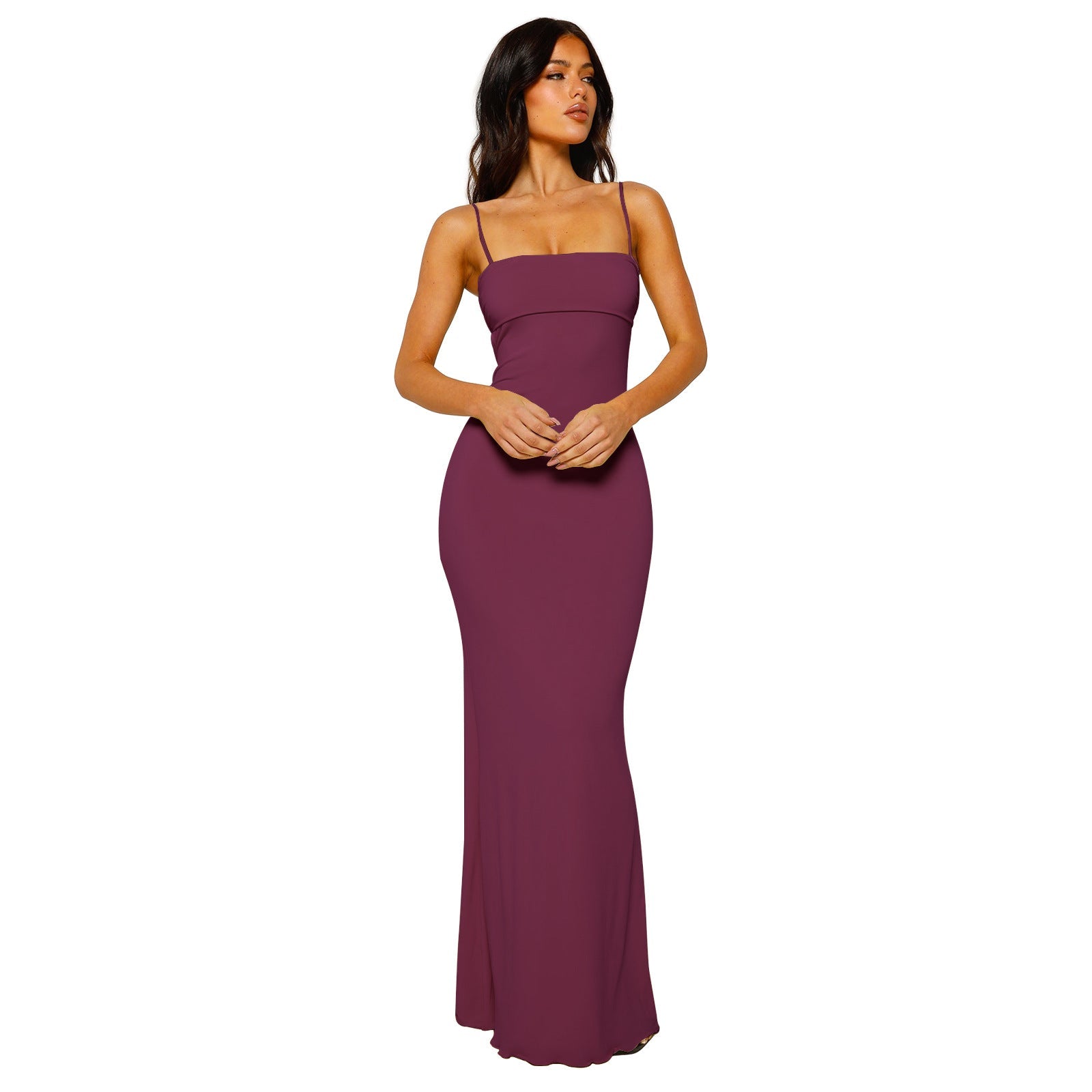 Dames Elegante avondjurk met spaghettibandjes | Maxi