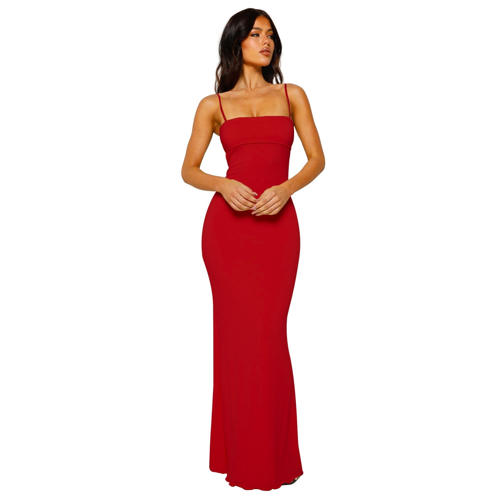 Dames Elegante avondjurk met spaghettibandjes | Maxi