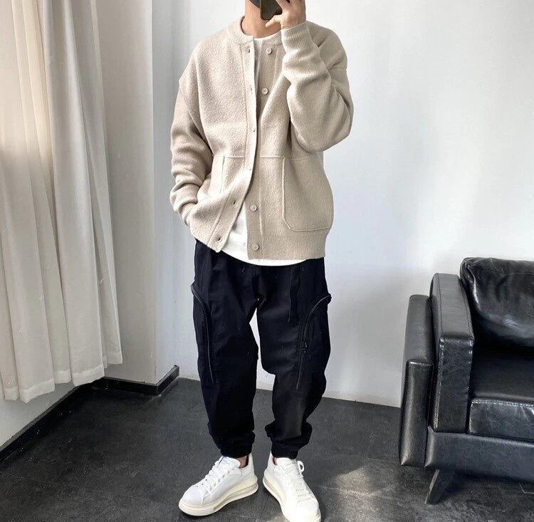 Heren Oversized Cardigan | Lang, Knopen